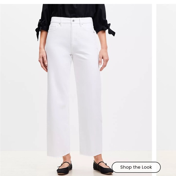 Loft White Wide Leg Crop Jeans - Picture 1 of 14